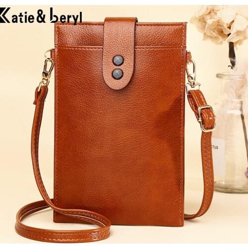Retro Ultra-Thin Phone Shoulder Bag for Women 2021 Summer Small Crossbody Bag Soft PU Leather Handbags Card Holder Zipper Wallet