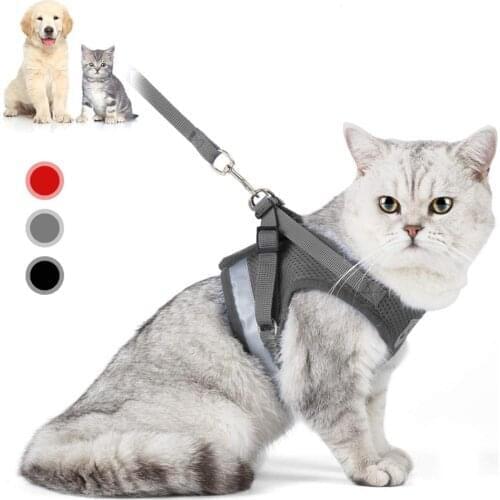 Cat Harness Vest Reflective Safety Pet Cat Harness And Leash Set Adjustable Breathable For Small Medium Dogs Cat