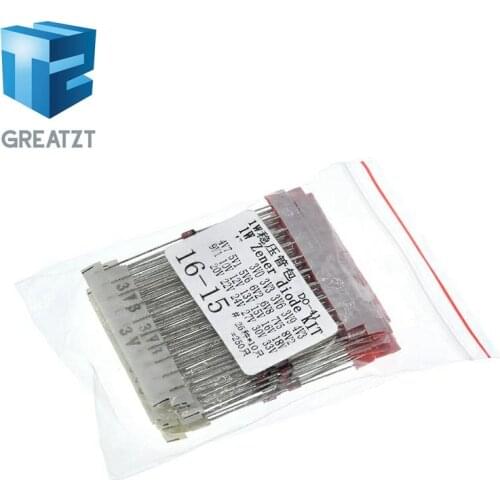 GREATZT 1W (3V to 33V) 250 Pcs 25 Values 1W Zener Diode Assorted kit Assortment Set New