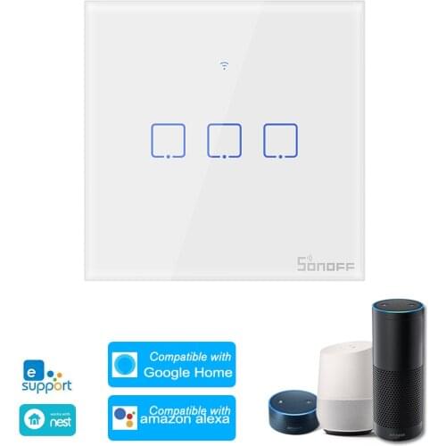 SONOFF T0UK3C-TX 1/2/3 Gang Smart WiFi Wall Light Switch APP/Touch Control Timer UK Standard Panel Smart Switch For Smart Home
