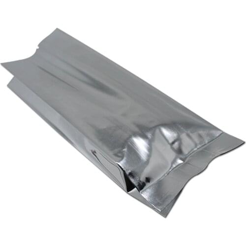 Silver Open Top Aluminum Organ Bags Coffee Beans Dried Food Packaging Bag Heat Seal Vacuum Mylar Foil Pouch Bag For Tea Snack