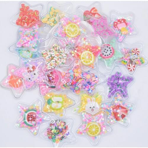 Randomly 10Pcs/lot 50mm Transparent PVC Star Filling Shakers Applique for DIY Crafts Headwear Hair Clips Bow Decor Accessory C27
