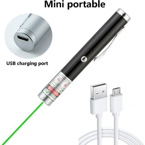 Mini Portable USB Charging Green Laser Red Dot Laser Pointer High Power 5MW 532nm Green Laser Pet Toy Conference Indicator