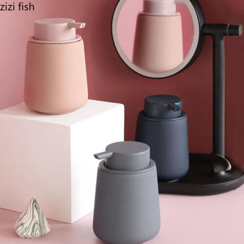 Golden Squeeze Cover Hand Sanitizer Shampoo Bottle Deep Blue Ceramic 350ml Portable Soap Dispenser Mouth Cup Bath Supplies