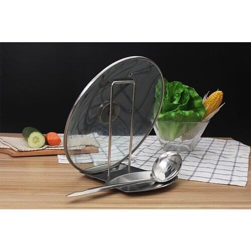 1PC Stainless Steel Pot Lid Shelf Cooking Storage Pan Cover Lid Rack Stand Spoon Holder Spoon Rests & Pot Clips KX 042