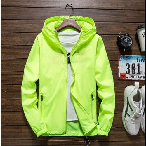 2021 Fashion New Loose Large Size Hooded Waterproof Jacket Casual Men and Women Couple Pure Color Jacket 7XL Large Size
