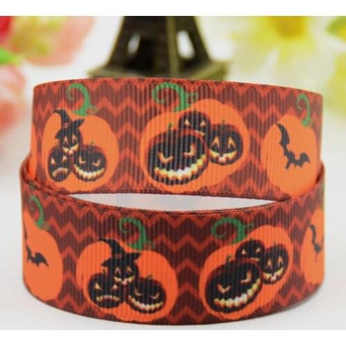 22mm 25mm 38mm 75mm Ruban satin Halloween pumpkin Cartoon Character printed Grosgrain Ribbon party decoration 10 Yards X-01061
