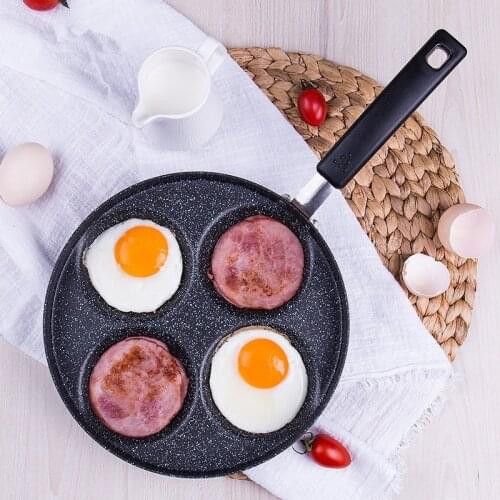 24 CM Creative Non-stick Eggs Ham PanCake Maker Frying Pans No Oil-smoke Breakfast 4 in 1 Grill Pan Gas Cooker