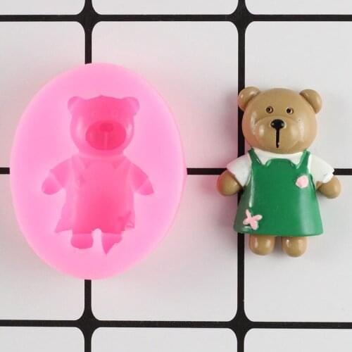3D Bear Silicone Mold DIY Baby Birthday Cake Border Fondant Cake Decorating Tools Polymer Candy Clay Chocolate Baking Moulds