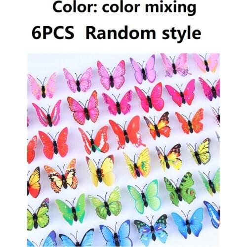 6pcs 3D Butterfly Wall Stickers Living Room Bedroom Halloween Party Decoration PVC Butterfly Kitchen Fridge Sticker