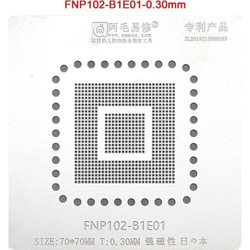 Amaoe FNP102-B1E01 BGA Stencil LCD Screen Board IC Reballing Pins Solder Tin Plant Net Square Hole Heating Steel Mesh