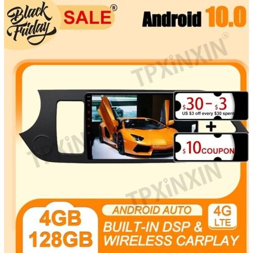 Android 10.0 PX6 Carplay 4G+128G For KIA Picanto Morning 2012-2015 Multimedia Player Auto Radio Tape Recorder GPS Navi Head Unit
