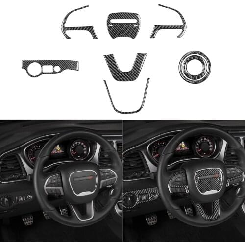Car Carbon Fiber Steering Wheel Trim Sticker for Dodge Challenger 15-20
