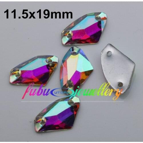 Free Shipping, 100pcs/Lot, 11.5x19mm Crystal AB / Clear AB Flat Back #3256 Galactic AX Sew On Stones