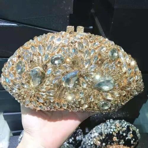 Black Metal Rhinestone Evening Bags Clutch Purse For Lady Wedding Bridal Party Shoulder Clutches Bags For Prom Handbag Wallet