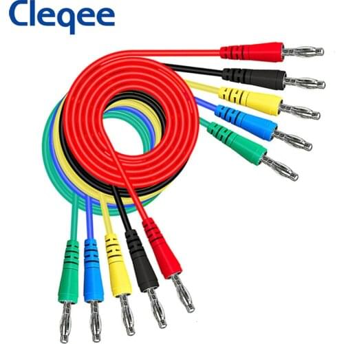 Cleqee P1043 5color Dual 4mm Banana plug Test Leads PVC Copper 1000V/10A 1M Wire Cable For Multimeter Measure Tool DIY