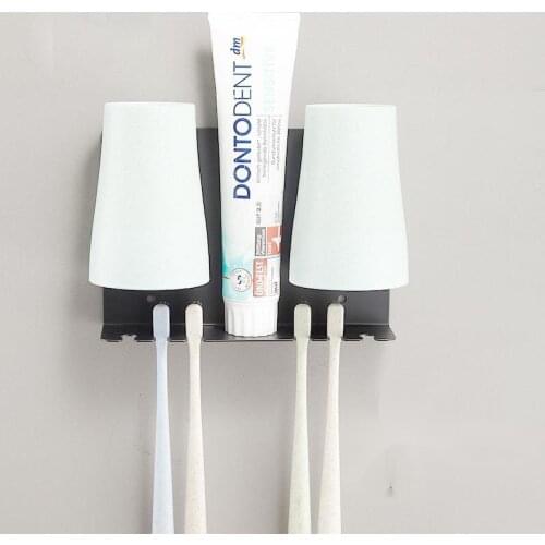 Double Toothbrush Cup Wall Mount Bracket Storage Rack Glass Toothbrush Cup 304 Stainless Steel Bracket Hardware Bathroom Set