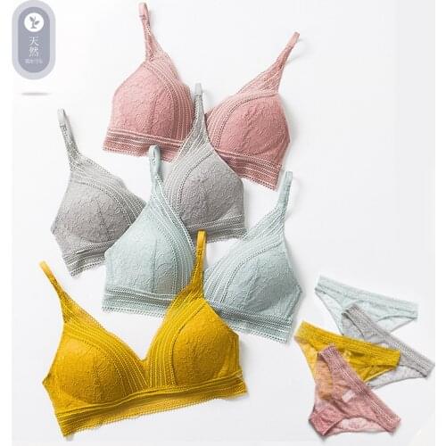 Europe Sexy Lace Women Underwear Ultra-thin Comfortable Push Up Bra Set French Brand Wire-Free Lingerie Brassiere Panties Set