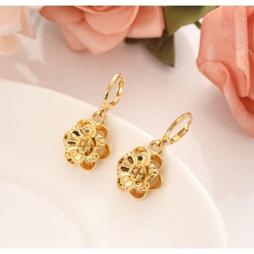 Hot flower drop earring Ethiopian/Nigeria/Kenya /Ghana Gold color DubaiArab african Arab Middle Eastern Jewelry Mom Gifts