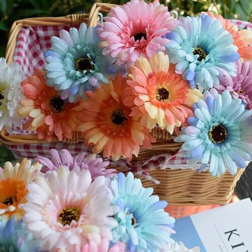 23cm 7Pcs/lot Artificial African Daisy Flowers Silk Flower Wedding Bouquet Home Decoration Background Shooting Flowers DIY Gifts