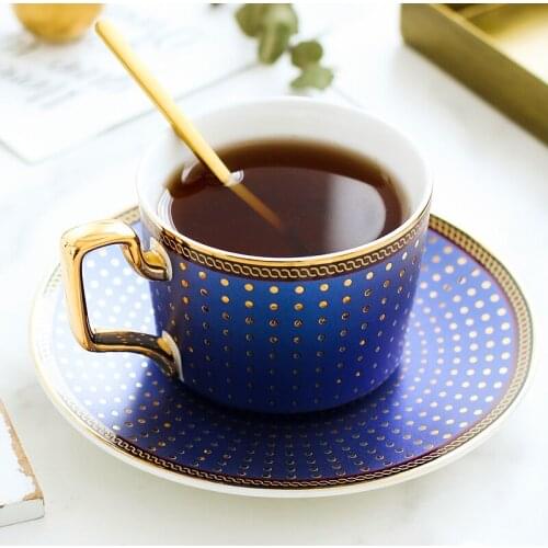 Ceramic Tea Coffee Cup and Saucer Espresso Luxury Cappuccino Travel Coffee Cup and Saucer Golden Tasses Home Drinkware QAB50BZ
