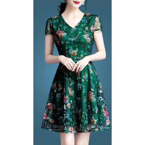 Summer Women Dress Elegant Floral Retro Vintage Embroidery With Belt Vestidos Valentines Day Party Dress Plus Size 175060