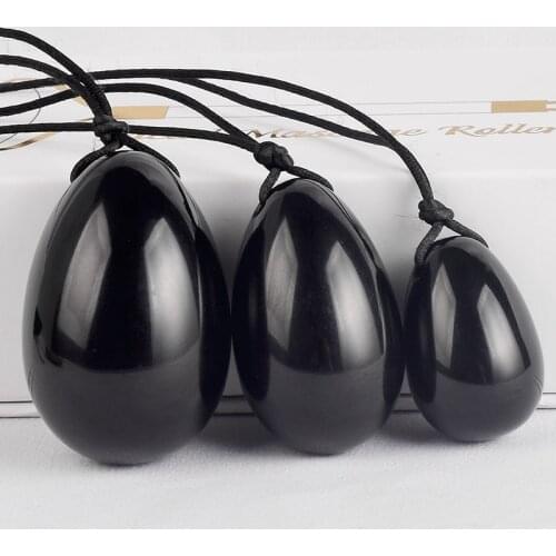 Drilled Yoni Eggs Black Obsidian Massage Stones Viginal Muscle Tightening Reiki Healing Ben Wa Ball Health Care Kegel Exercise