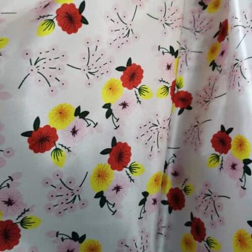 2021 Fashion Print Floral Satin Soft Fabric DIY Material for Craft Ribbon Scarf Lining Material