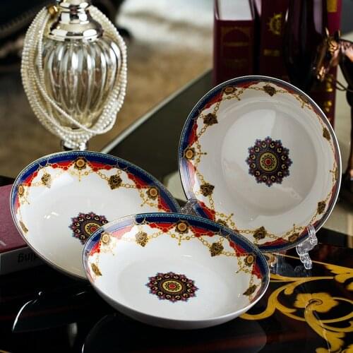4pcs set, 8inch, fine bone china dishes and plates sets, ceramic flatter dishes, porcelain kitchen plate, charger plates dinner