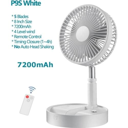 P9S 7200mAh/P10 10800mAh Desktop Portable Fan Easy Storage Air Cooler Wireless USB Rechargeable Floor Stand Cooling Fan for Home