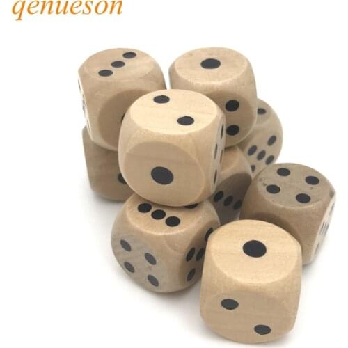 New Hot 12Pcs/lot 20mm Wooden Dice Solid Wood Rounded Corner Drinking Dice Children Interesting Teaching Point Dice Set qenueson