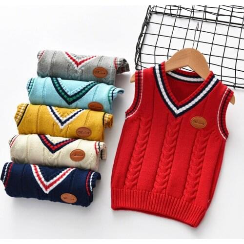 Baby girl clothes sweater 2020 childrens sweater v-neck winter autumn cotton uniform knitted kids clothing