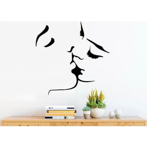 Kissing Couple Wall Decals Bedroom Bed Background Decor Love Vinyl Wall Stickers Home Decorations Living Room Art Muraux D939