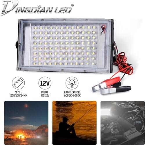 Alligator Clip Floodlight DC12V 100W LED Flood Light Xtra Brightness Night Market Outdoor Camping Flood Light Spotlightings Lamp