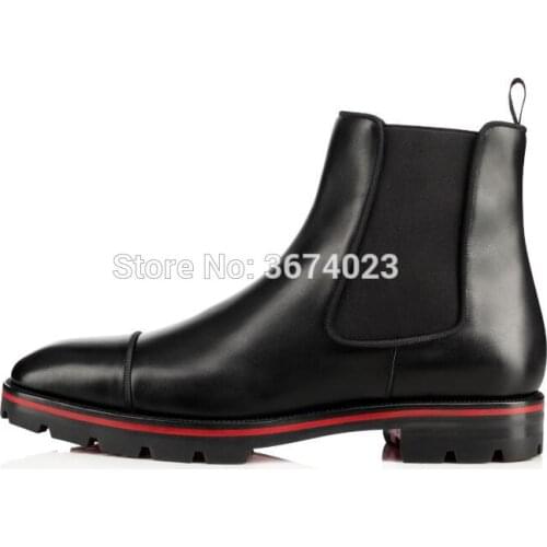 Qianruiti Botas Hombre Men Chelsea Boots Black Ankle Boots Rubber Lug Sole Slip On Shoes Men Casual Shoes Boots Autumn Winter