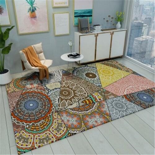 Nordic Brief Living Room Carpets Luxury Ethnic Style Area Rugs Washable Anti-slip Carpet Bedroom Study Table Rug Bedroom Decor
