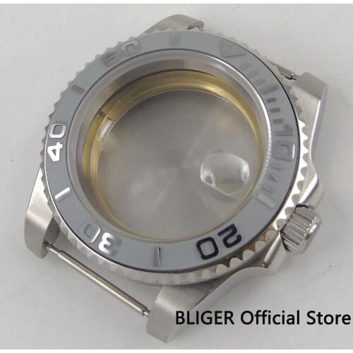 40mm SUB version Sapphire glass grey ceramic bezel 316L stainless steel Watch Case fit Miyota 8215 ETA 2836 movement C29