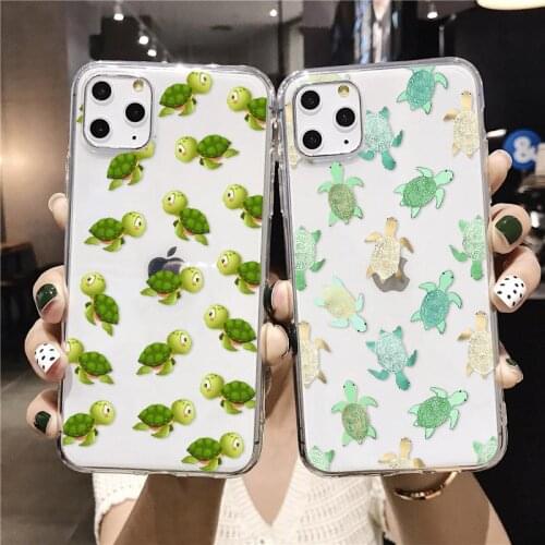 Silicone Cute Cartoon Animal Pattern Case For iphone 12 11 XS MAX XR 6S 7 8 Plus SE2020 Tortoise Turtle TPU Cover Coque