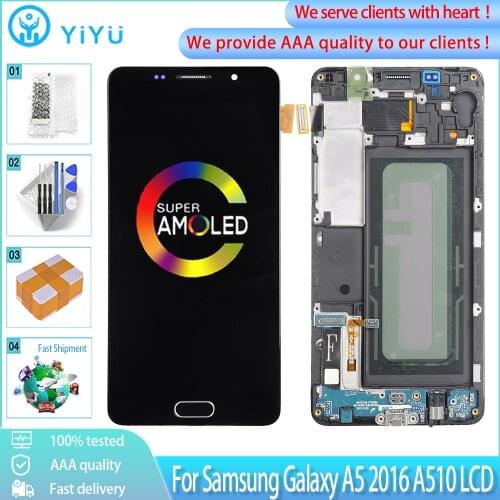 Super AMOLED For Samsung Galaxy A5 2016 A510 A510F A510M A510FD LCD Display With Touch Screen Digitizer Assembly Replacement