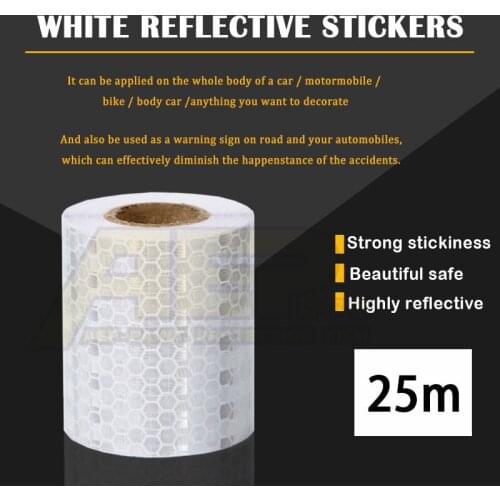 5CMX25M White Car Decoration Reflective Stickers Safety Mark Warning Strips Reflective Film Accessories