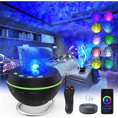 LED Star Galaxy Projector Ocean Wave Night Light Rotate Starry Sky Porjectors Blueteeth USB Music Player Nebula Atmospher Lamp