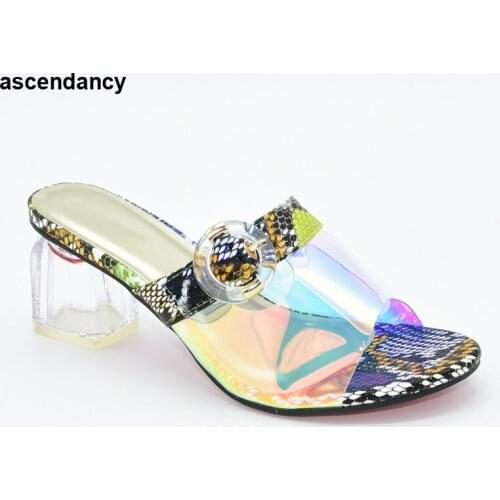 2020 Spring Fashion Women High Heels PU Leather Nigerian Women Sandals High Quality African Special Materials High Heels 7.5 CM