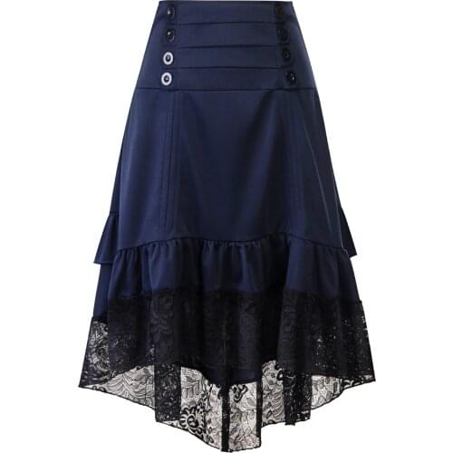 2020 Womens Skirts Womens Sexy Autumn Winter Retro Lace Bag Hip Button Irregular Ruffled Stitching Skirt High Waist Skirt
