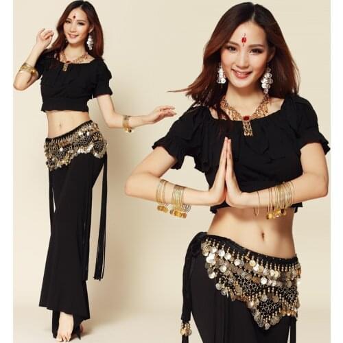 Limited Sale Promotion Women Cotton Woman Belly Dance Suits Top& Pants Bellydance Costume Professionals 2pcs Set