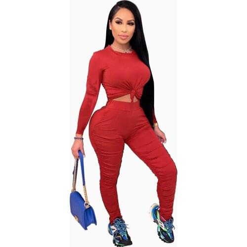Autumn Active 2 Piece Set Women Casual Sportswear Slim Tracksuit Fashion Workout Long Sleeve Crop Top with Legging Clothes Set