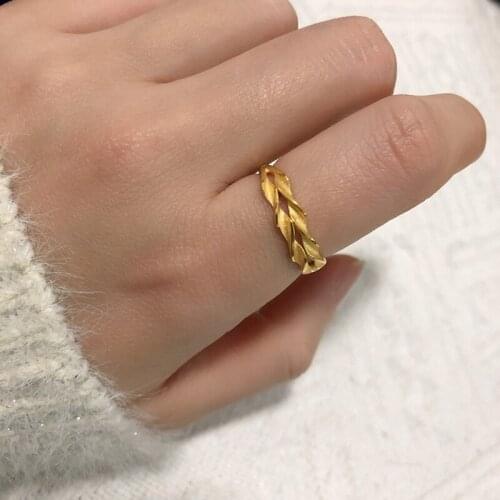 Fashion Simple Design Gold Color Infinity Wheat Spike Leaf Rings for Women Adjustable Anniversary Ring Party Jewelry Accessories