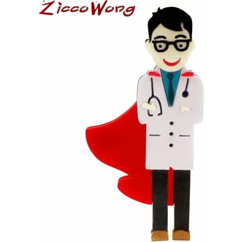 ZiccoWong New Design Man Doctor Brooch Pins For Men Acrylic Hospital Doctor Professional Casual Lapel Pin Medical Gift Jewelry