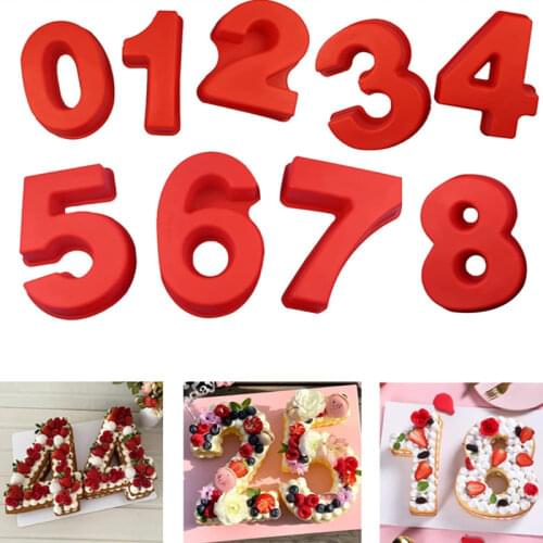 10 Pieces Whole Set Large Silicone Number Mold Numbers Cake Moulds Baking Trays for Birthday Wedding 10 Inch 25 Cm