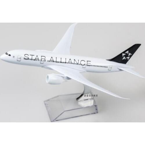 18CM 1:300 Scale aircraft Boeing787 STAR Airlliance model Plane Display W Basealloy collectible Toys airplane Model collection