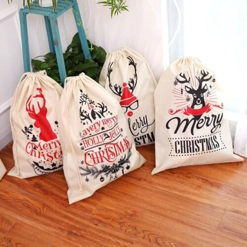 20pcs Santa Sacks Gift Bags for Kids Canvas Burlap Bag Drawstring Large Size Xmas Christmas Party Decorati